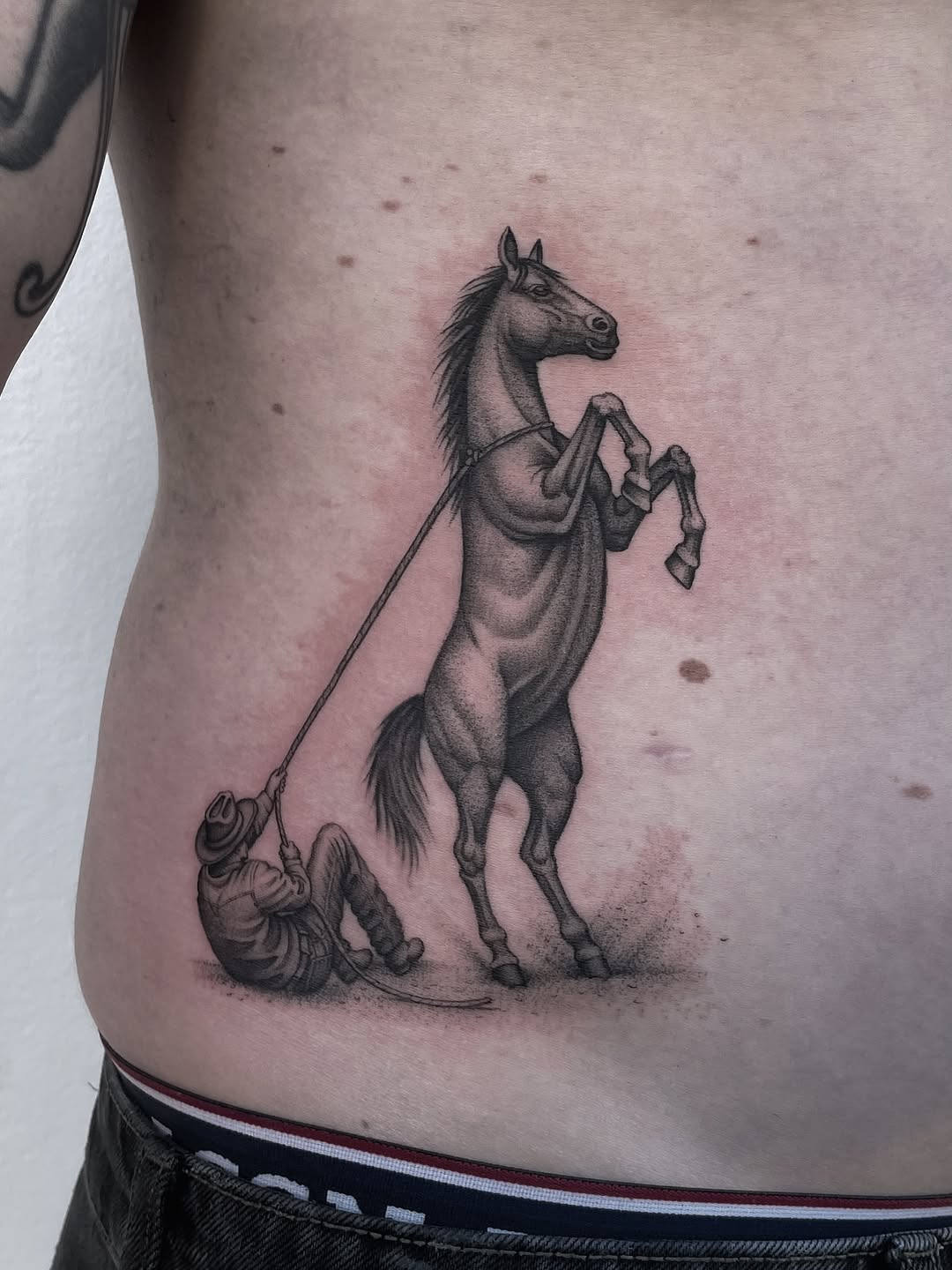 A different take on a western scene.
Only a couple of days left in October- DM or use the link in my bio for bookings.
#western #westerntattoo #cowb