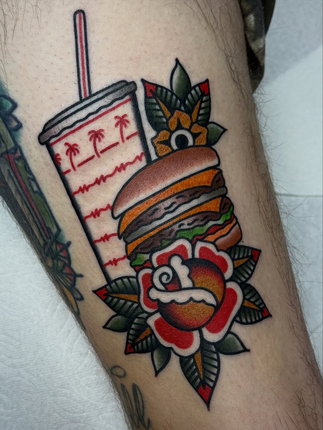 Commemorative @innout tattoo to celebrate my boy @davis.rider living in California for 10 years! While I know in n out has expanded to other states I