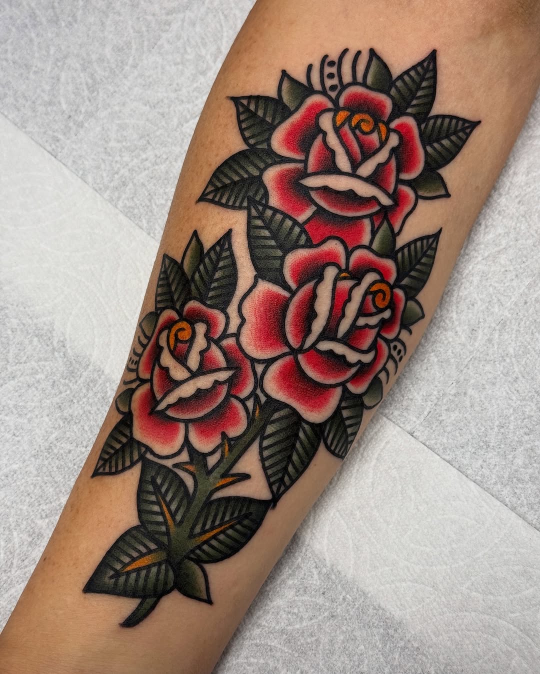 Edwin's first tattoo! He knows how to pick em! Comment what your first tat was! I went with some classic mom n dad tats #traditionaltattoo #tattoo