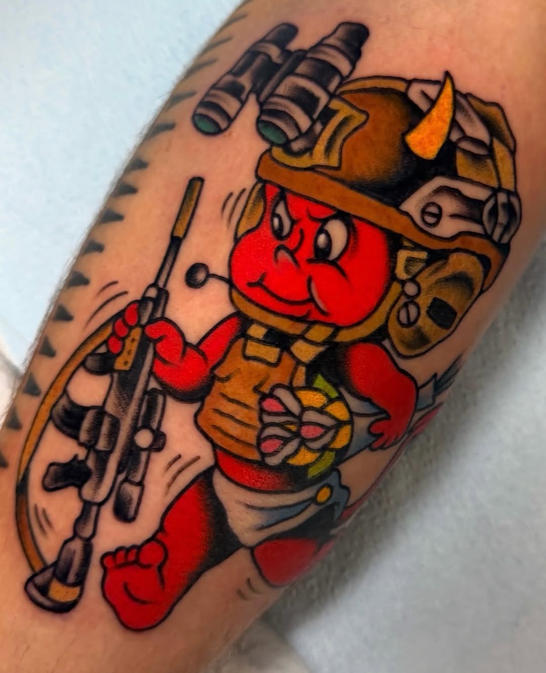 Hot stuff Marine Corps devil tattooed by @julissayaselintattoo , Julissa works Thursday-Mondays. If you would like to get a tattoo by her, feel free t