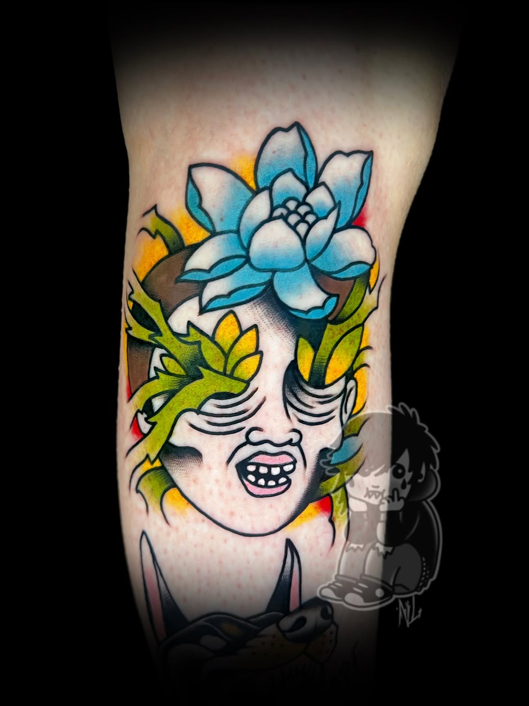 Had the absolute pleasure of tattooing this Movements inspired Daylily skull on my dude, Ryan. Such a fun idea and one of my fav songs. More like this