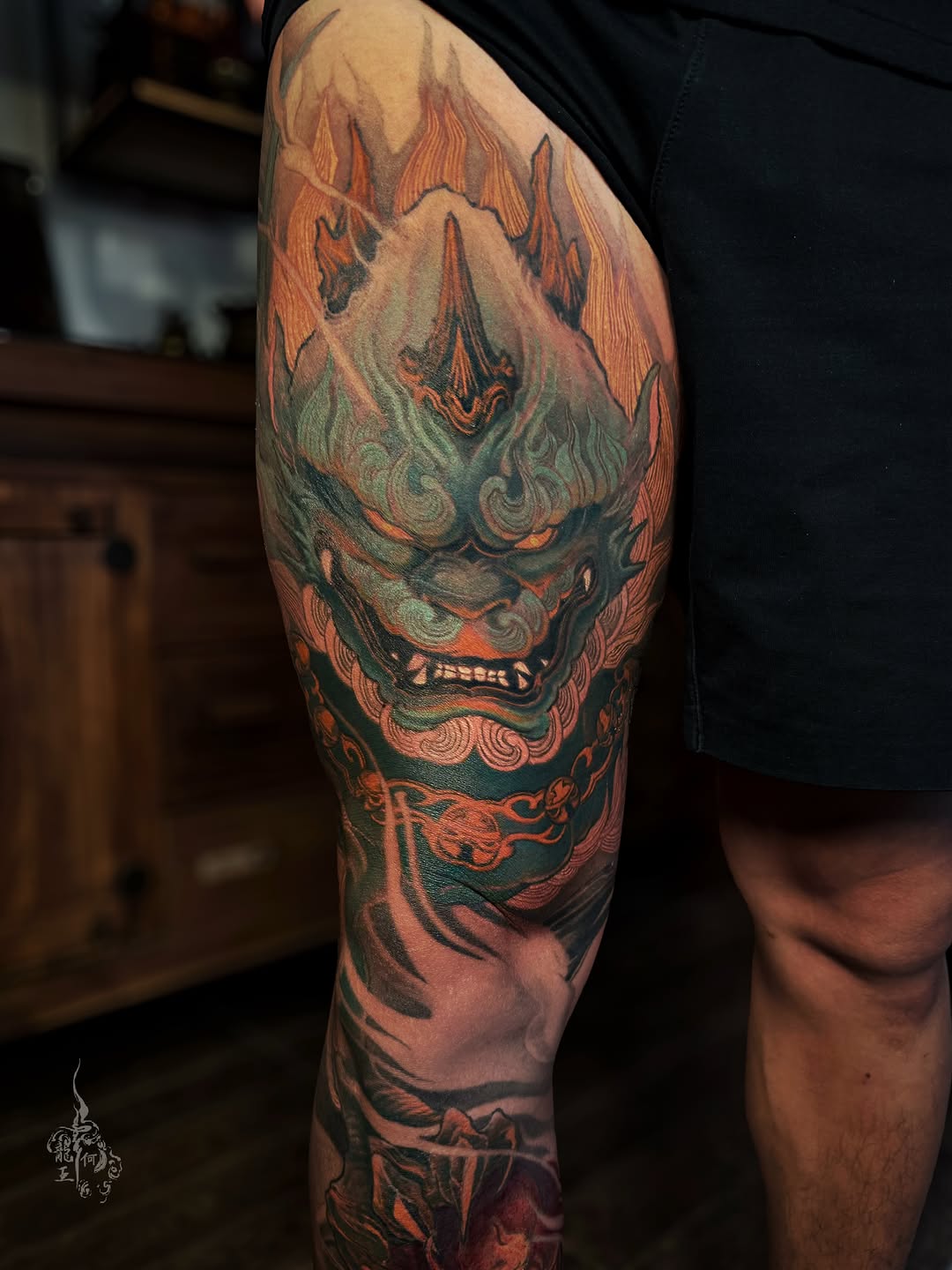 Dragon and fudog full sleeve completed 🐉🐉🐉